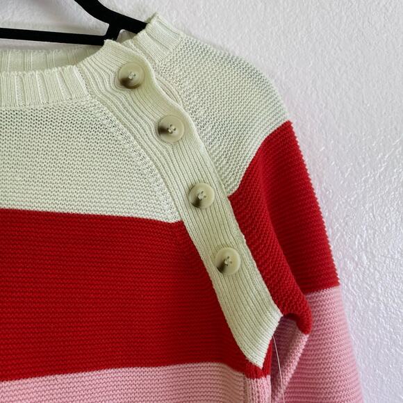 St. John's Bay Crew Neck Long Sleeve Striped Pullover Sweater Womens Size S - Picture 2 of 8